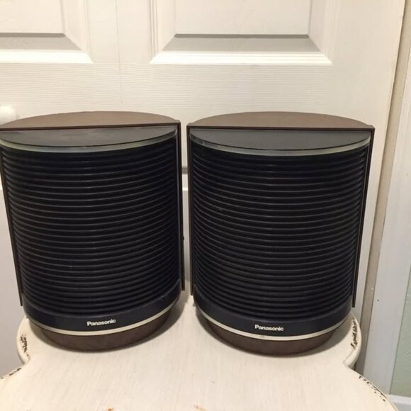 Vintage PAIR PANASONIC SB-84 BARREL Round SPEAKERS MID CENTURY MODERN Made Japan - Picture 1 of 4